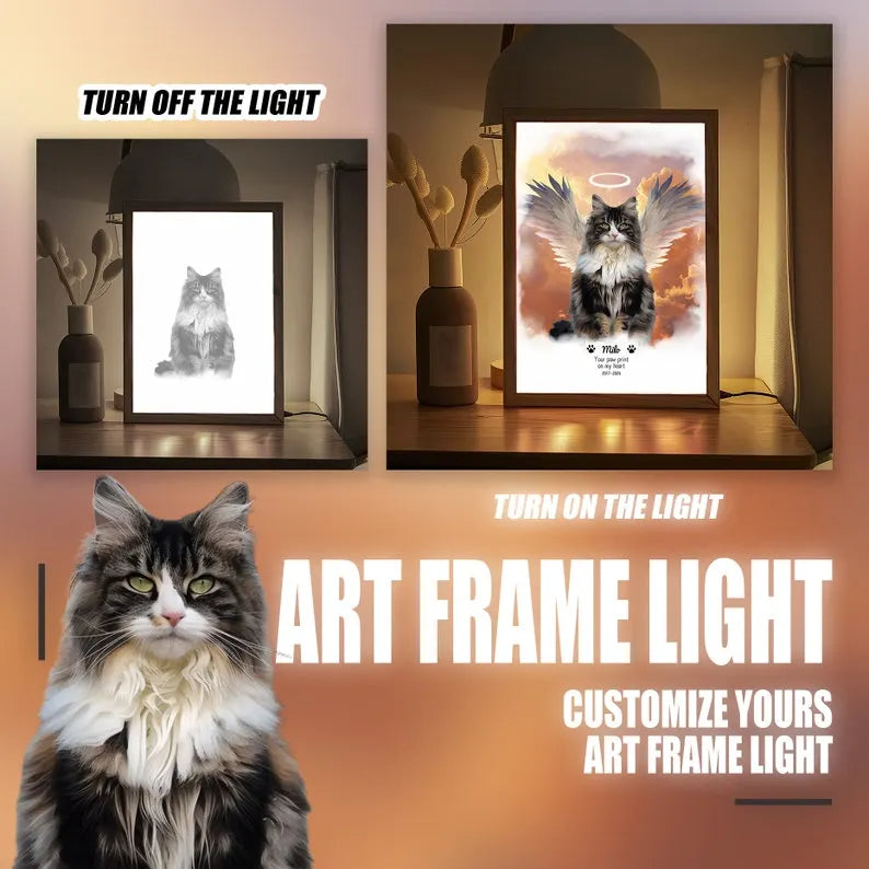 Customizable Dog Portrait Art Frame Light, Personalized Memorial Portrait Light Frame