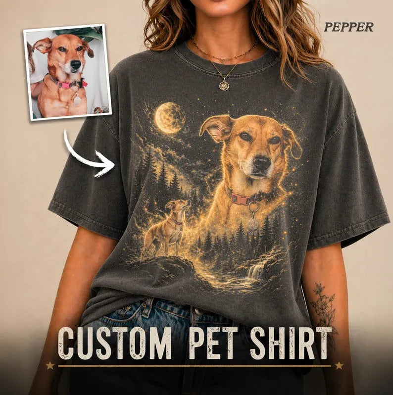 Custom Pet Photo Howling to The Moon Shirt
