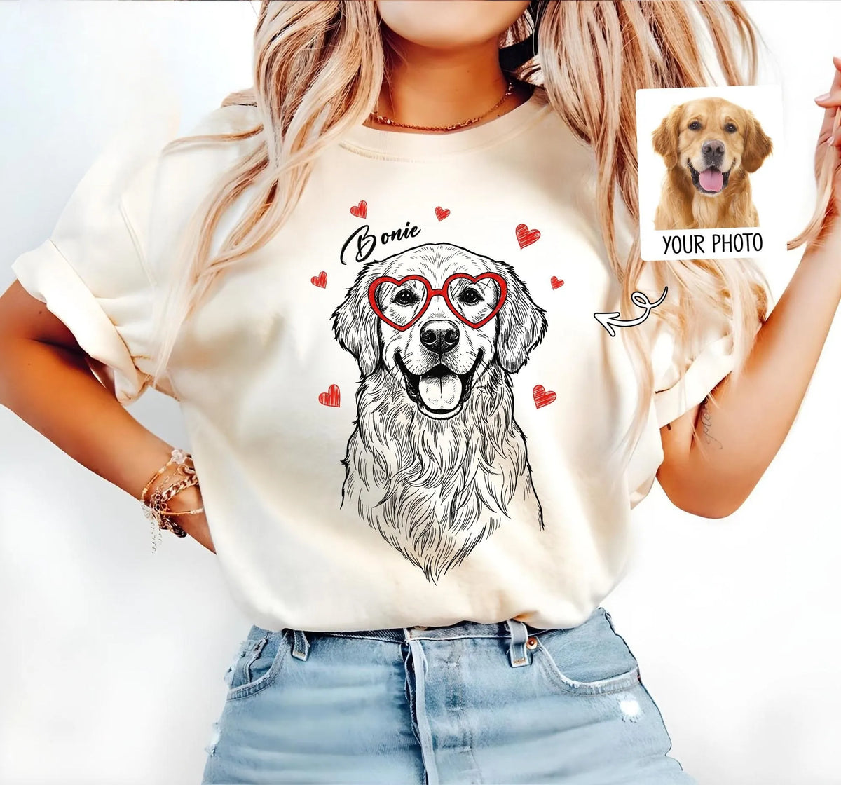 Custom Dog Valentine's Day Shirt, Personalized Dog Cat Drawing Sweatshirt