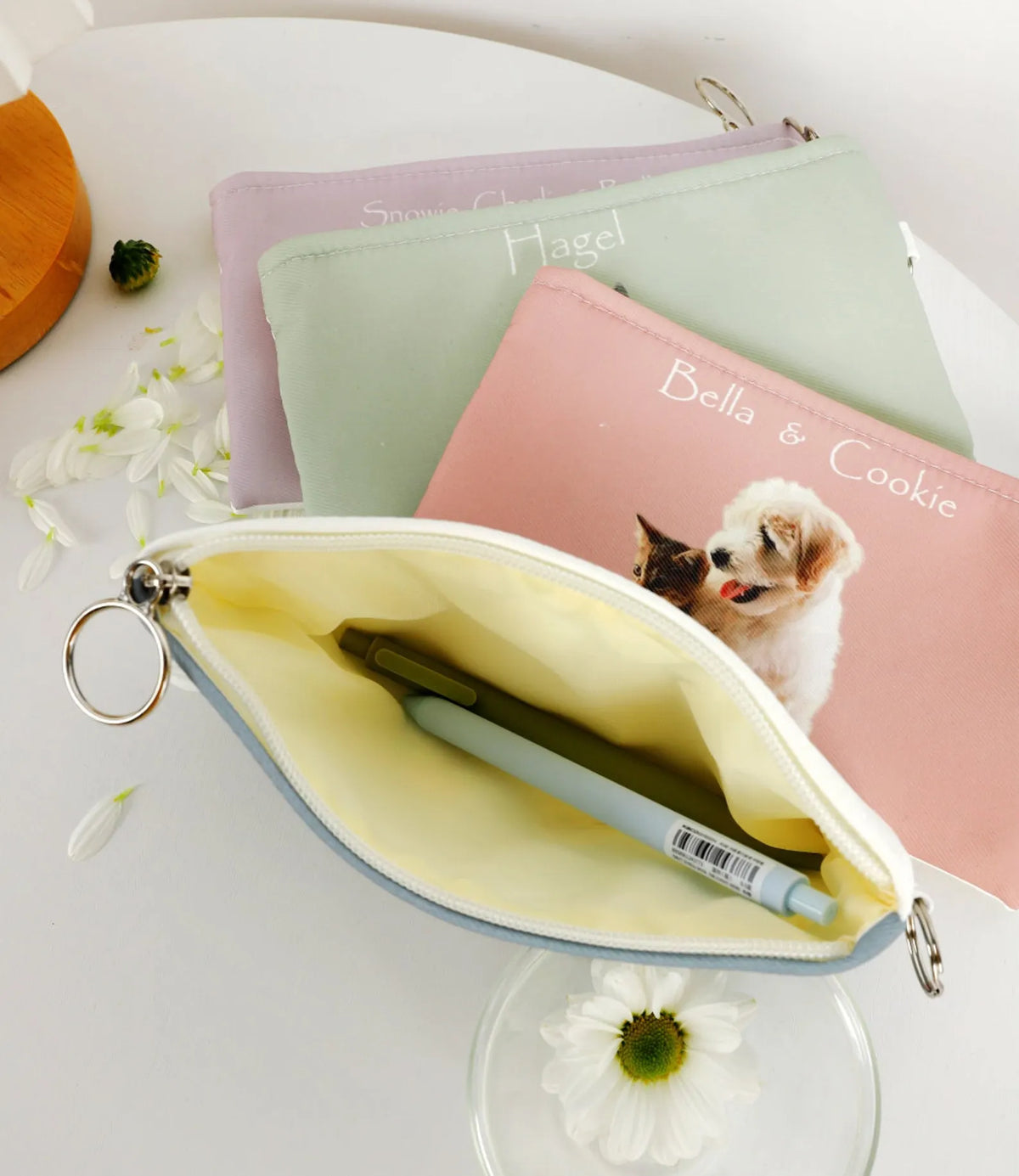 Custom Pet Portrait Pencil Case - Personalized Dog & Cat Zipper Pouch - Cute Makeup & Treats Organizer