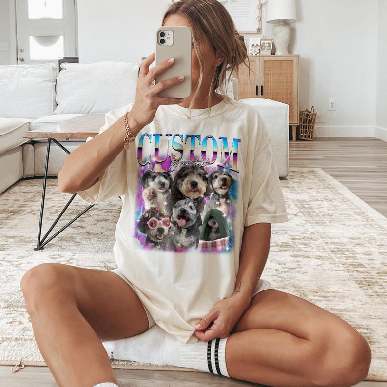 Custom Bootleg Shirt, Pet Shirt with Photo and Name, Vintage 90s Graphic, Bootleg Rap Shirt