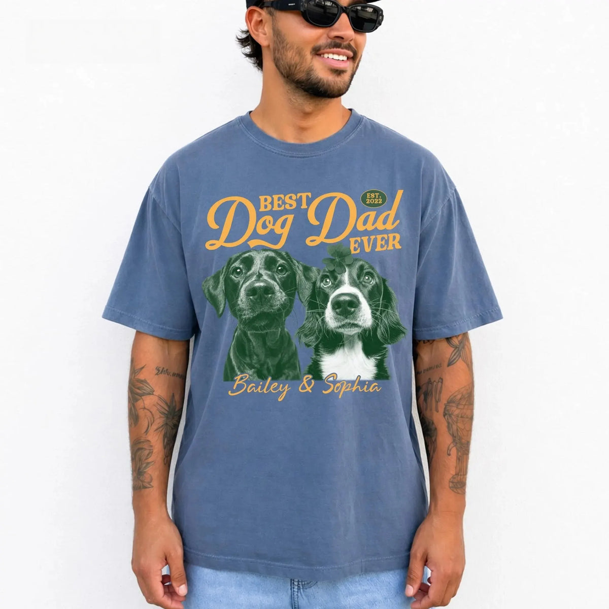 Personalized Photo Best Dog Dad Ever Shirt, Custom Name Dog Tee