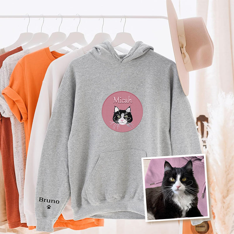 Personalized Pet Embroidered Sweatshirt Custom Pet Portrait Tee Hoodie- Colorful Design