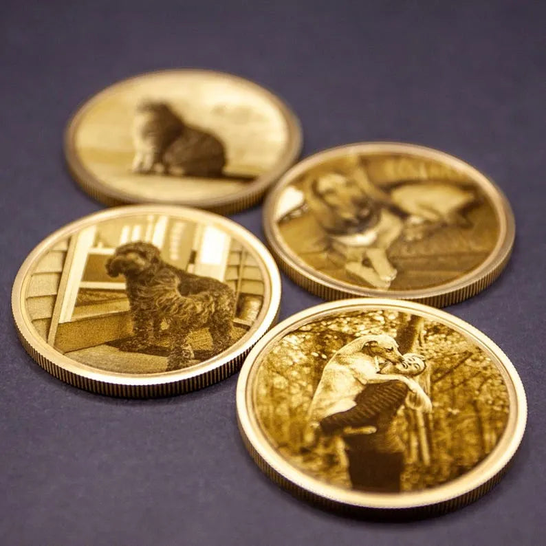 Custom Engraved Pet Memorial Coin – Personalized Photo Remembrance Gift