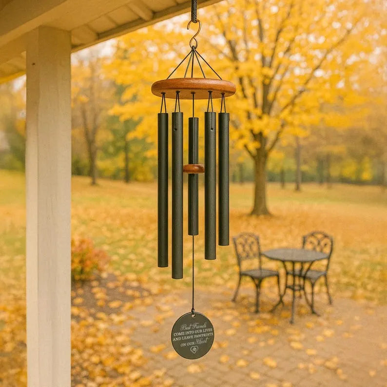 Custom Engraved Pet Memorial Wind Chime, Dog or Cat Loss Gift