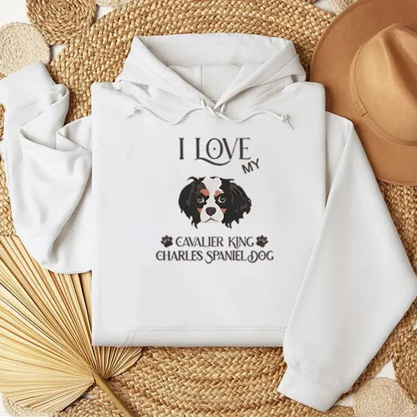 Personalized Embroidered I Love My Pet Dog Cat Hoodie Sweatshirt T-Shirt- Colorful Design