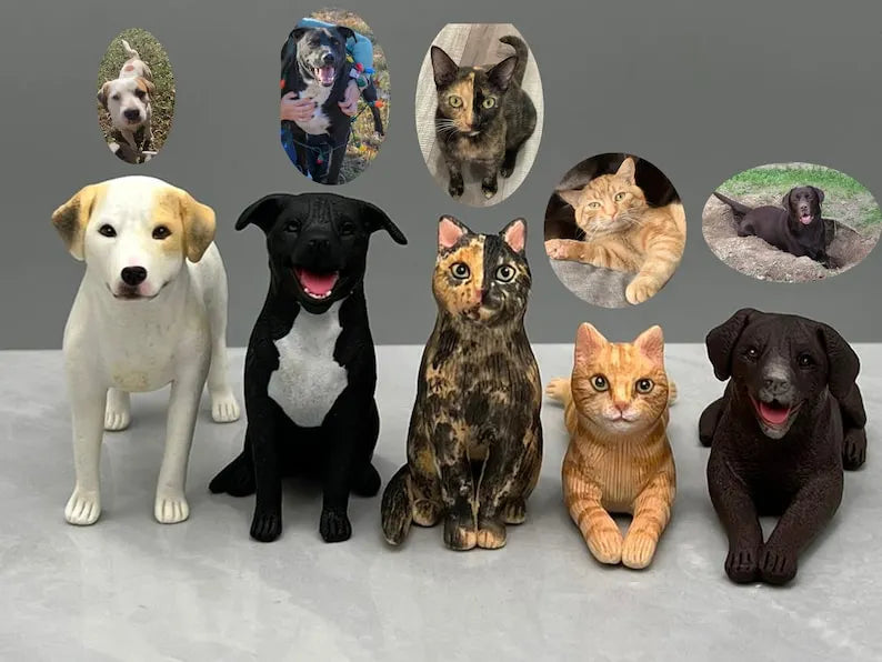 Personalized Custom Dog Pet Clay Sculpture, Wedding Cake Topper, Pet Dog Cat Figurines