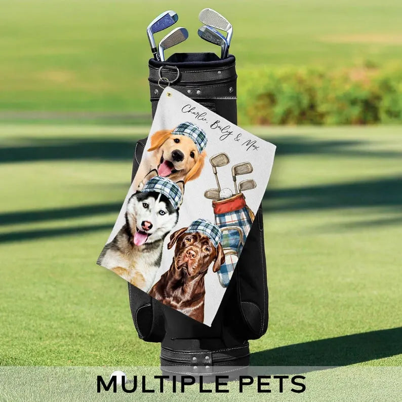 Custom Pet Golf Towel, Personalized Photo Golf Towel, Funny Dog Face on Golf Towel