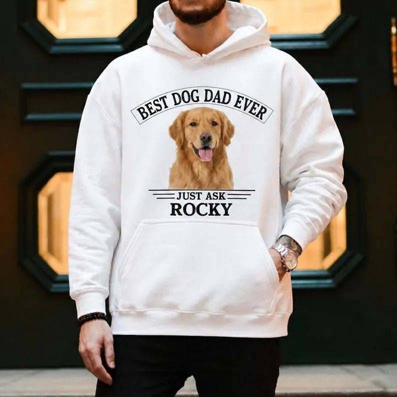 Personalized Best Dog Dad Ever Shirt with Dog Photo and Name, Father's Day Gift for Dad