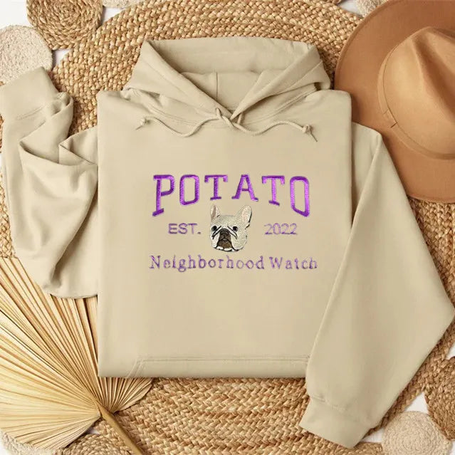 Custom Dog Hoodie Embroidered Dog Name Sweatshirt- Varsity Colorful Design