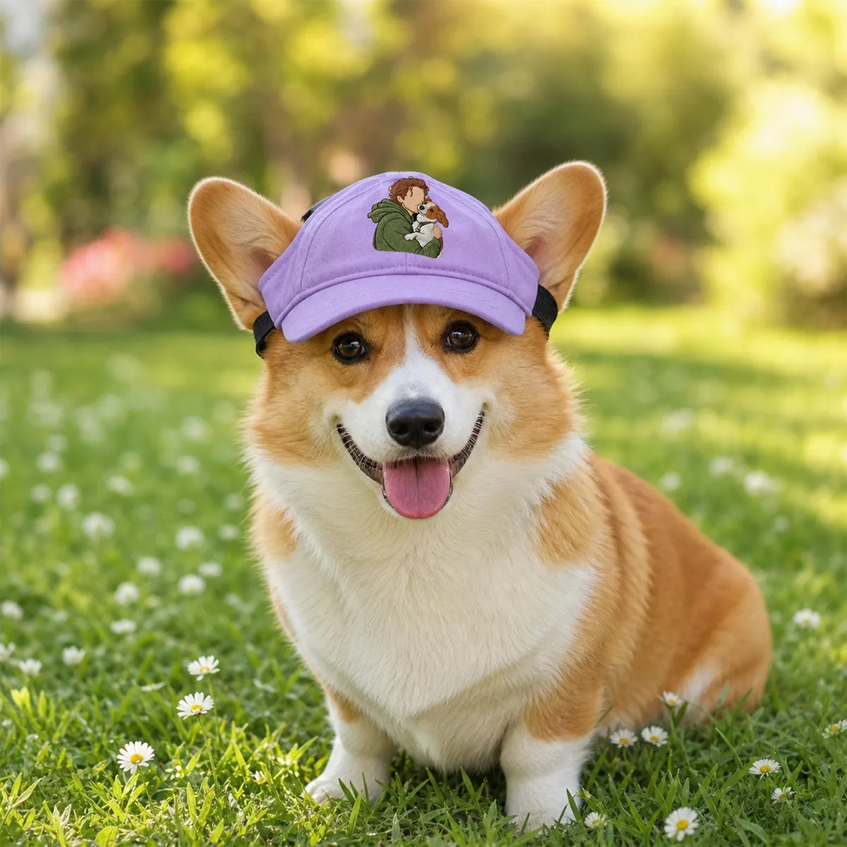 Custom Dog Hat with Embroidered Portrait, Pet Baseball Cap with Ear Holes