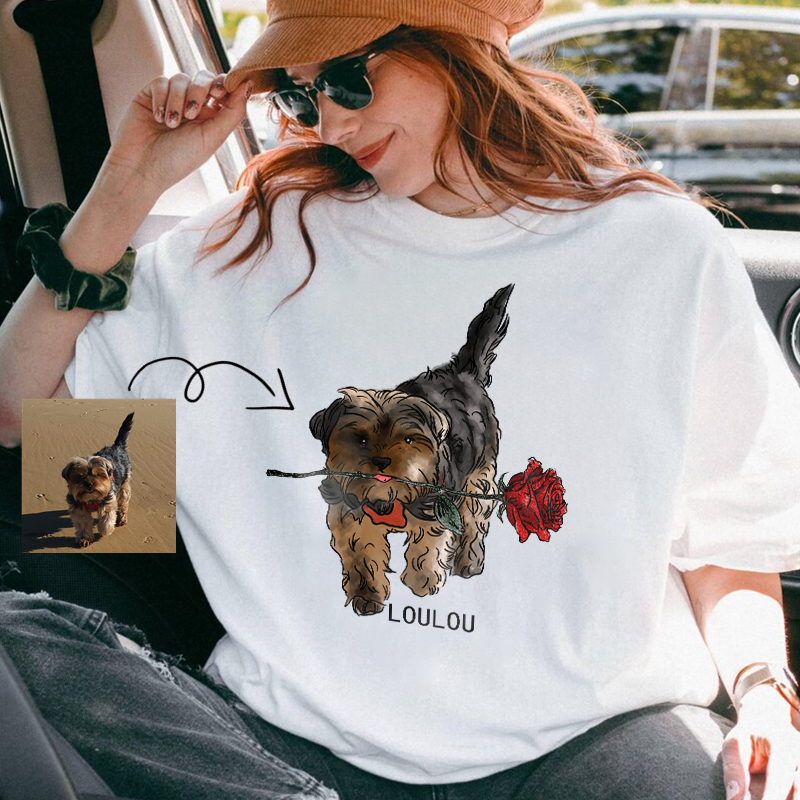 PetFiestas® My Vintage Valentine Valentine’s Day Pet Portrait Printing T-shirt Sweatshirt Hoodie