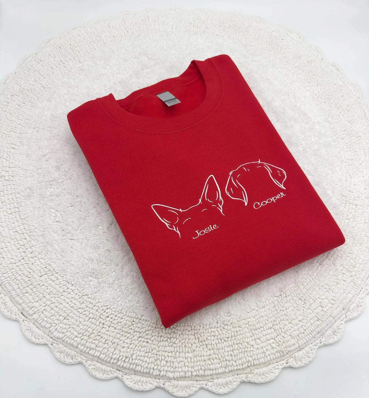 Custom EMBROIDERED Dog Ears with Names Sweatshirt / Hoodie / T-shirt- Stylish Outline Style