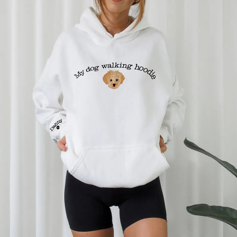 PetFiestas® This Is My Dog Walking Hoodie Sweatshirt T-shirt, Custom Pet Portrait Embroidered Sweatshirt Hoodie- Colorfu