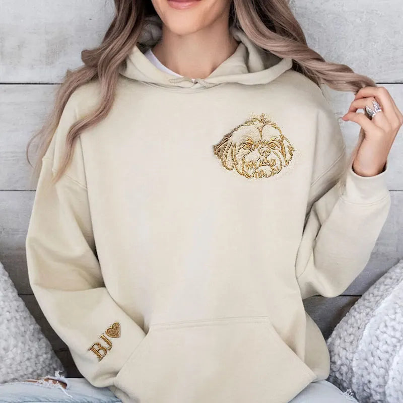 Personalized Pet Embroidered Sweatshirt Hoodie T-shirt- Stylish Outline Style
