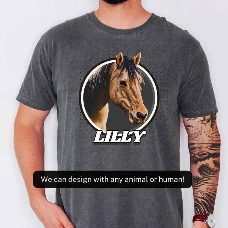 Custom Vintage Pet Tee & Hoodie – Personalized Shirt with Dog or Cat Photo & Name for Pet Lovers