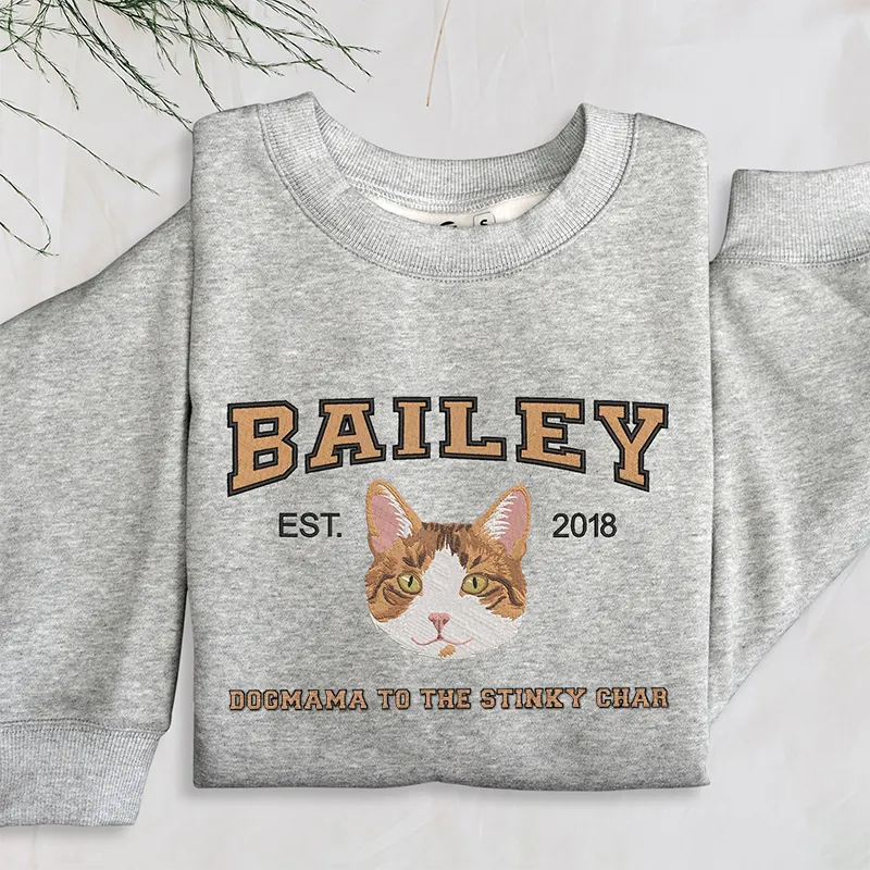Personalized Embroidered Pet Sweatshirt with Pets Name, Custom Text- Varsity Colorful Design