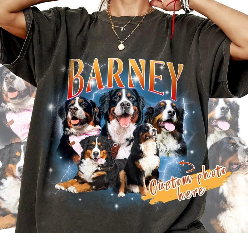 Custom Pet Portrait T-Shirt: Retro 90s Graphic Tee