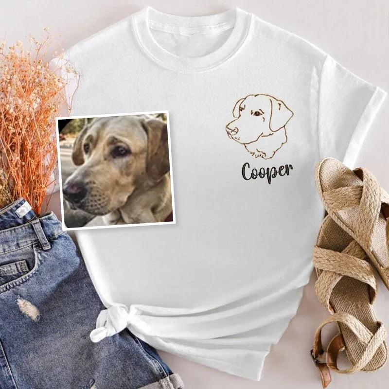 Custom Pet Embroidered Sweatshirt,Custom Dog Portrait,Embroidered Sweatshirt,Custom Pet Gifts- Stylish Outline Style