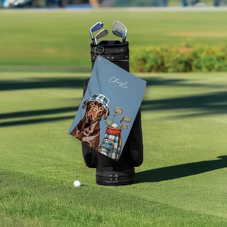 Custom Pet Golf Towel, Personalized Photo Golf Towel, Funny Dog Face on Golf Towel
