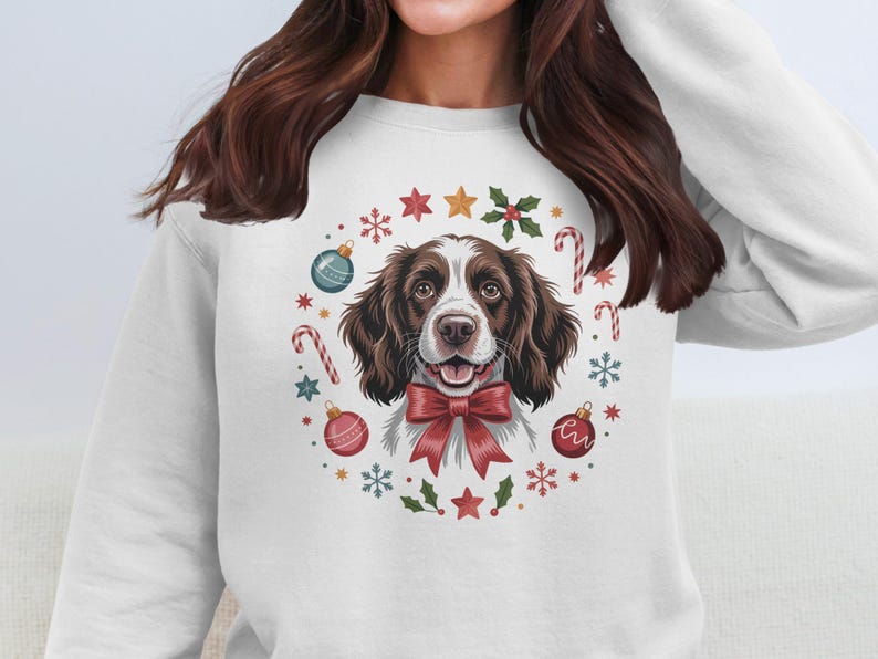 Custom Pet Photo Christmas Festive Vibe Crewneck Sweatshirt Tee