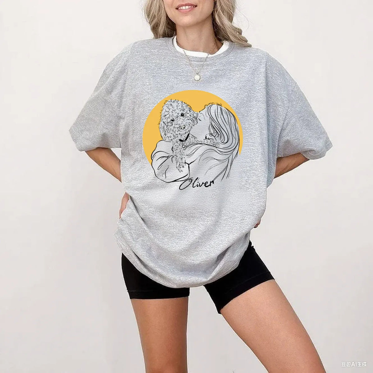 PetFiestas® Custom Pet Portrait Line Drawing Printed Hoodies Sweatshirt T-shirt