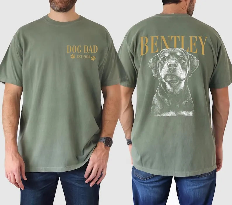 Custom Dog Dad Shirt with Pet Photo and Pet Name, Dog Lover Owner Gift