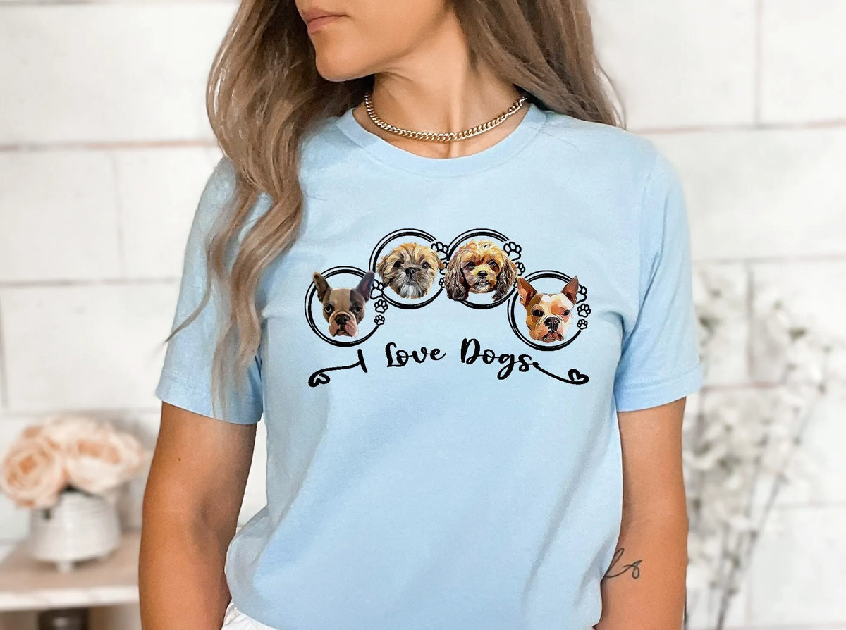 Custom Pet Face T-shirt Sweatshirt Hoodie, Personalized Pet Photo Pet Portrait Printing T-Shirt