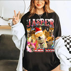 Personalized Dog Bootleg Rap Tee, Custom Pet Face Shirt, Christmas Gift for Dog Lovers