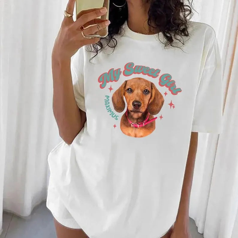 Custom Vintage Pet Unisex T-shirt, Pet Photo + Name Sweatshirt Hoodie