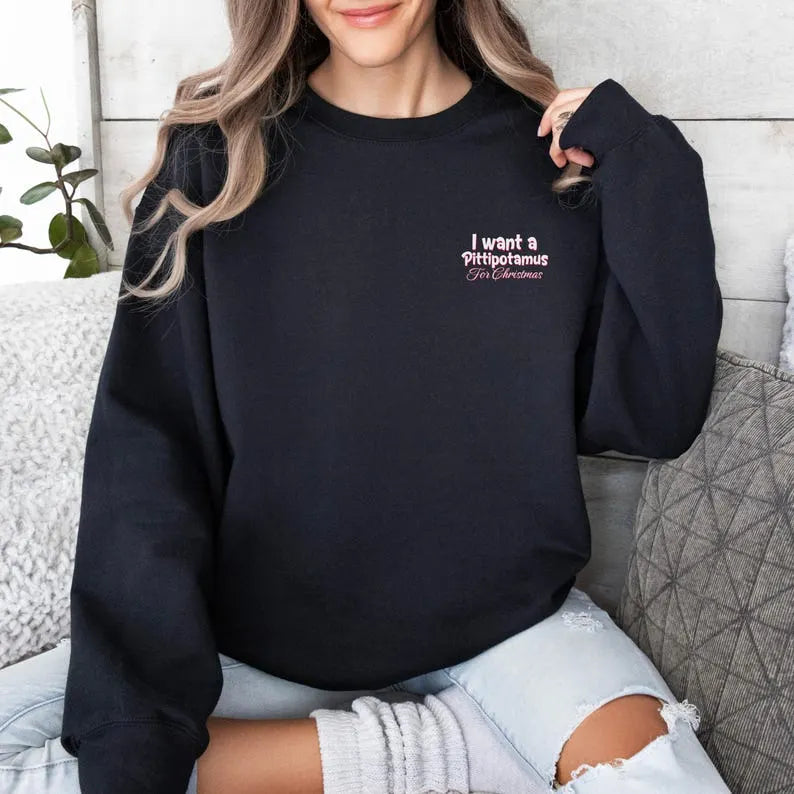 I Want a Woofmas for Christmas Custom Dog Photo Christmas Sweatshirt-Front & Back Design