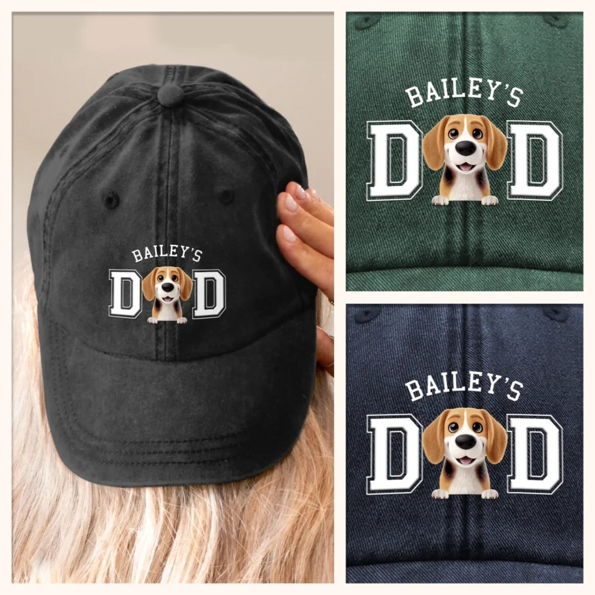 Belongs To The Fluffy One - Dog Personalized Custom Vintage Washed Denim Baseball Cap - Father's Day Gift
