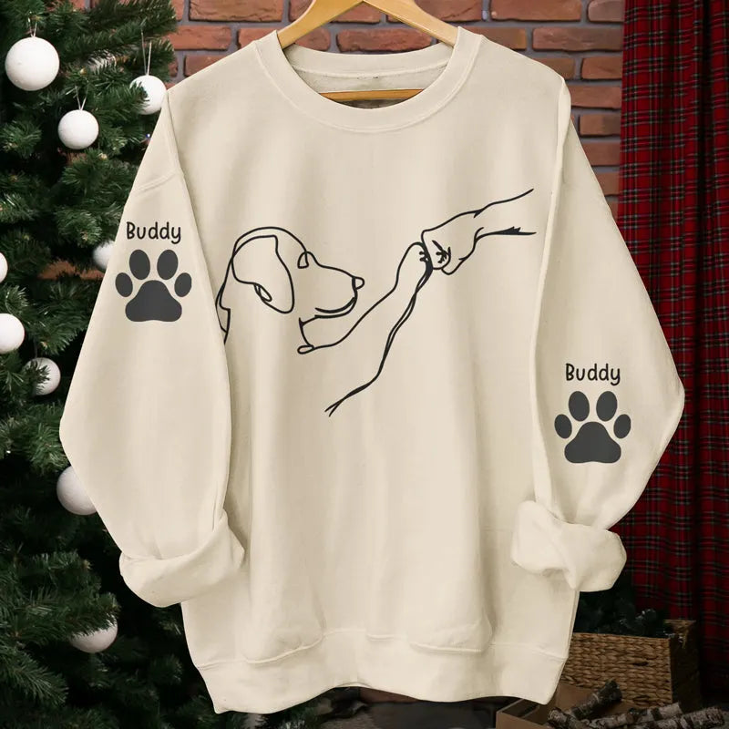 Love Comes In Fur And Paws -Pet Printing Personalized Pet Sweatshirt With Design On Sleeve- Stylish Outline Style