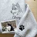 Custom Outline Embroidered Pet Sweatshirt, Custom Embroidered Dog Cat Hoodie- Stylish Outline Style