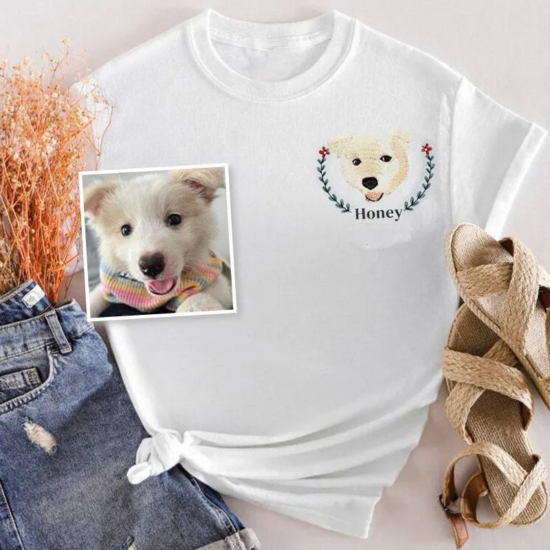 Custom Pet From Your Photo Embroidered Sweatshirt,Hoodie- Colorful Design