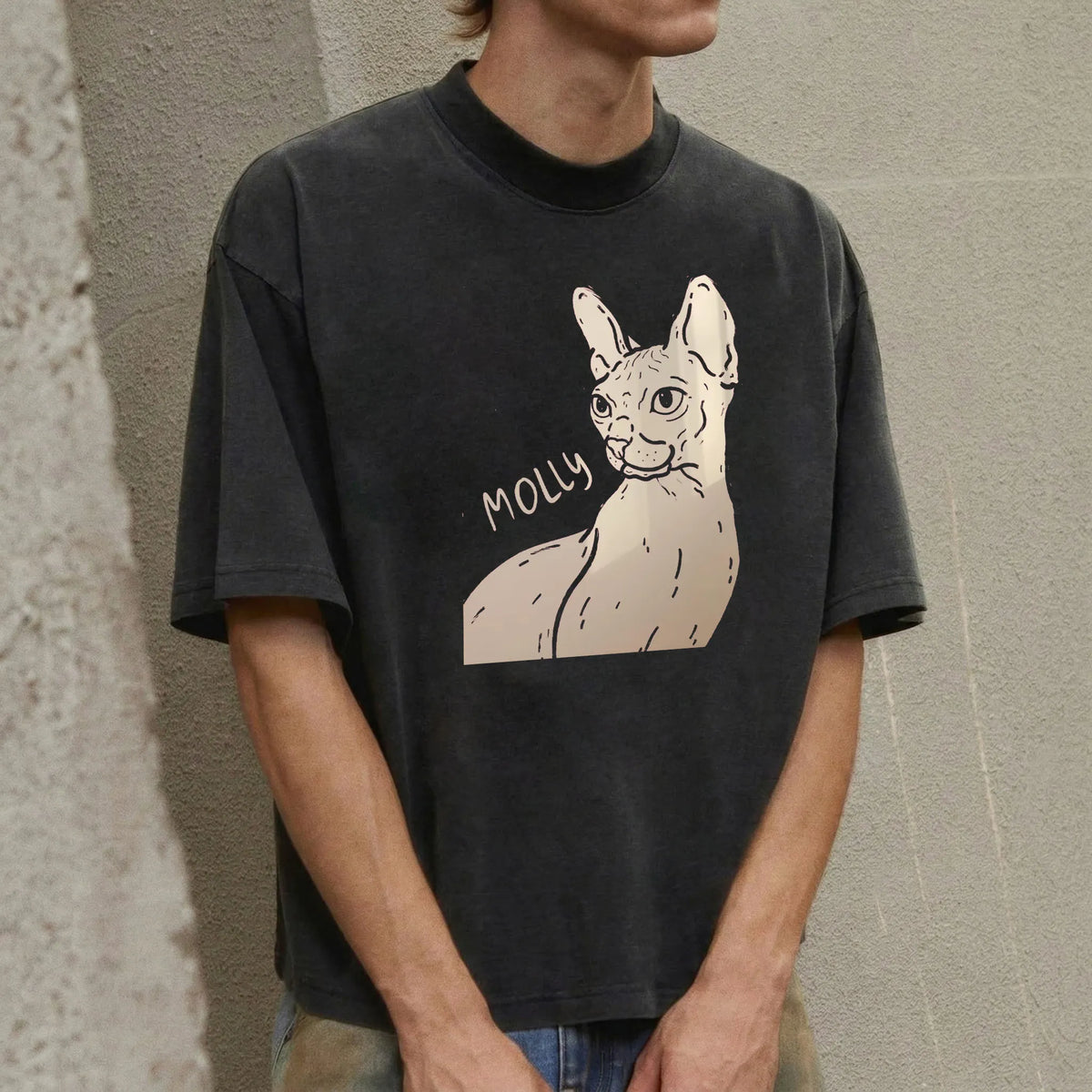Custom Pet Portrait Modern Style Tee Sweatshirt Hoodie