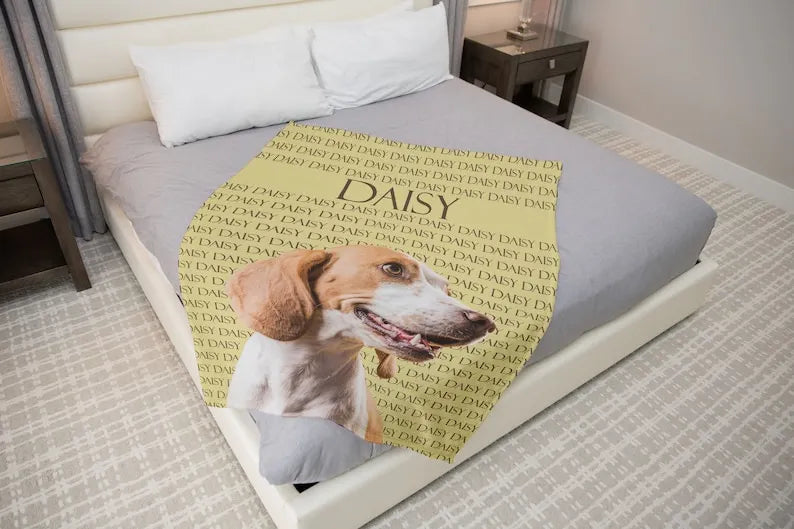 Custom Dog Face Blankets, Personalized Pet Photo Blanket
