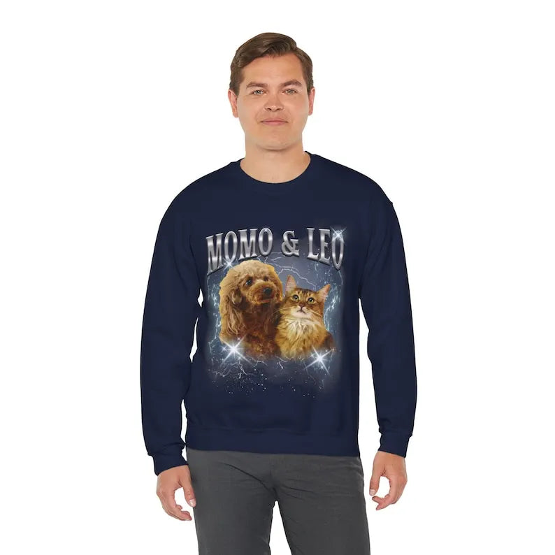 Pet Custom Bootleg Sweatshirt T shirt Hoodie Personalize Retro Shirt