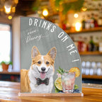 Custom Wedding Bar Menu Sign with Pet Portrait, Pet Signature Drink Sign