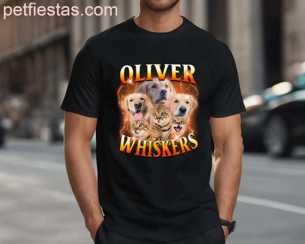 Bootleg Cat Dog Custom Photo T-Shirt, Vintage Graphic Custom Gift