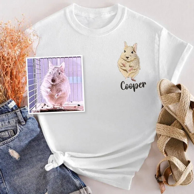 Custom Embroidered Pet Photo Embroidery T-shirt Sweatshirt Hoodie- Colorful Design