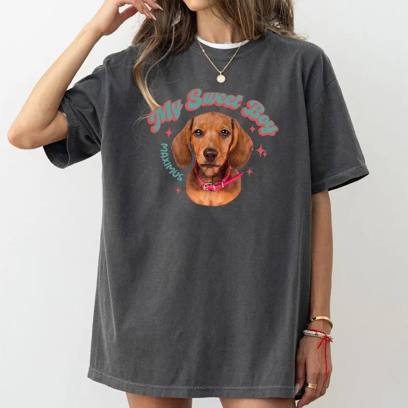 Custom Vintage Pet Unisex T-shirt, Pet Photo + Name Sweatshirt Hoodie