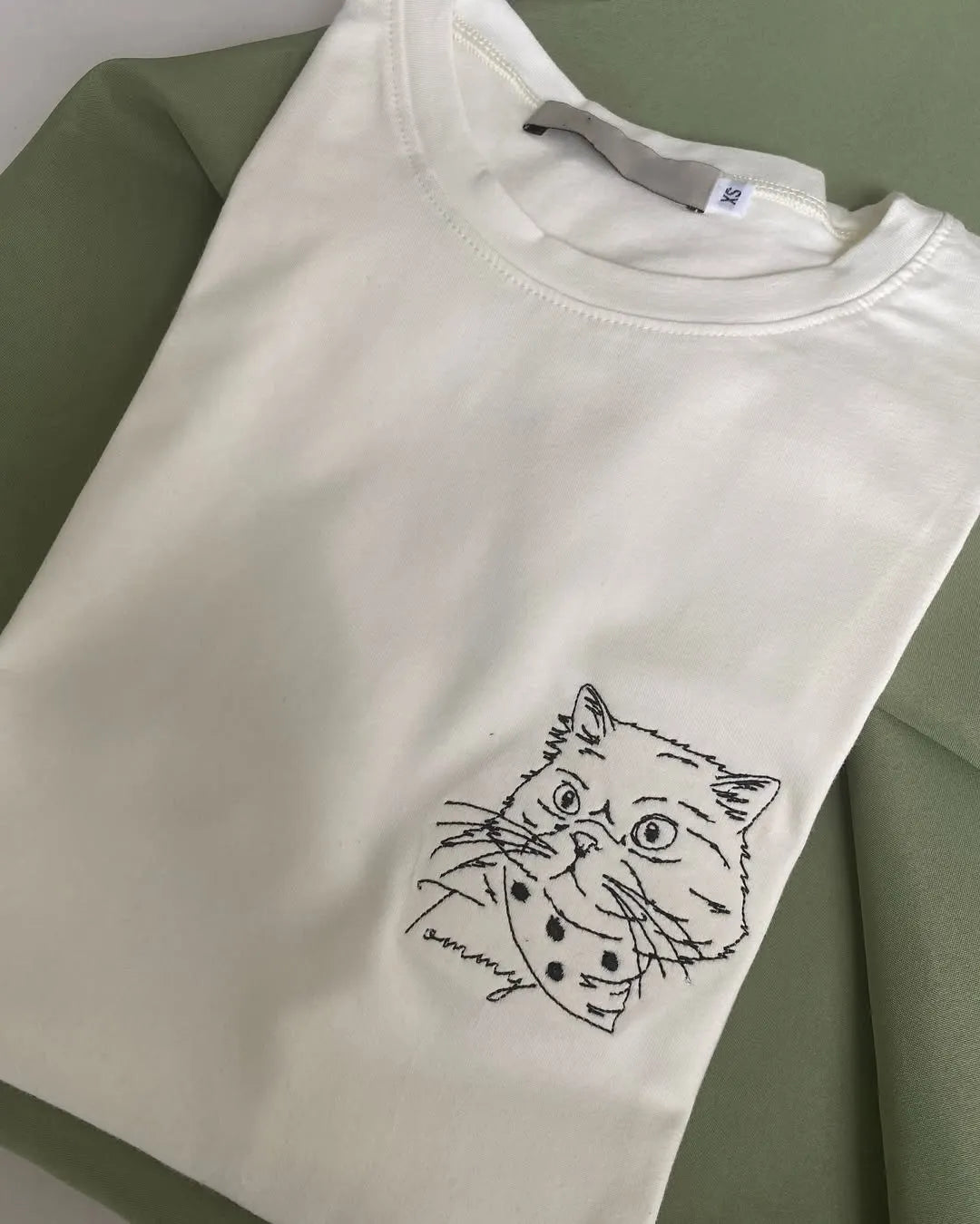Custom Embroidered Pet Face T-shirt, Personalized Hoodie Embroidered with Multiple Pets- Stylish Outline Style