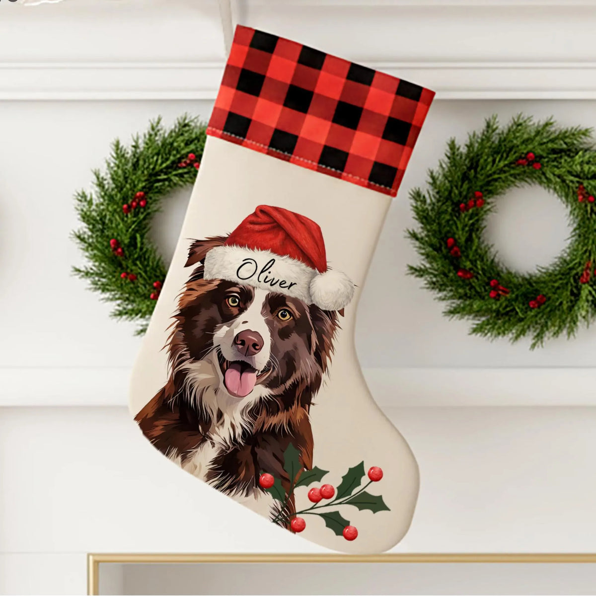 Custom Pet Stocking Using Pet's Photo + Name - Personalized Dog Stockings