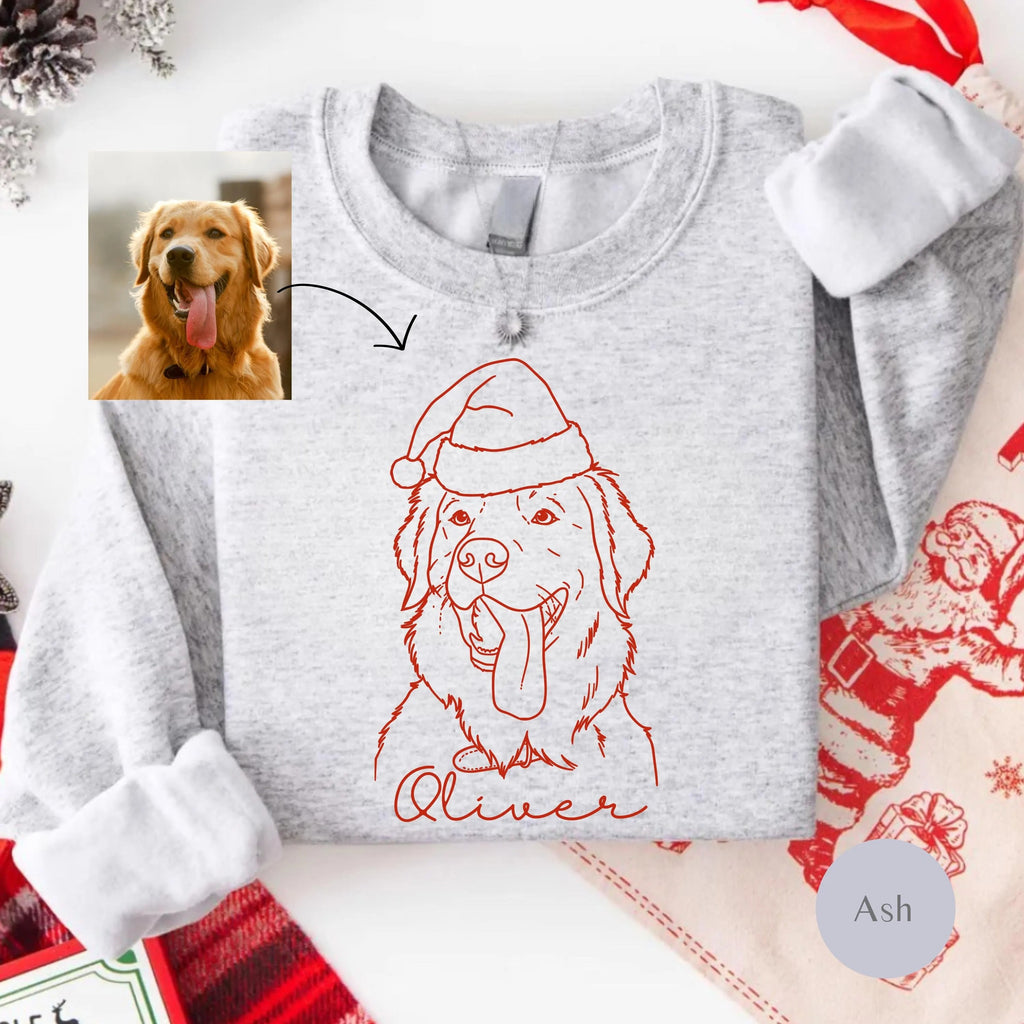 Custom Dog Cat Christmas Santa Hat Graphic Sweatshirt Crewneck T-shirt
