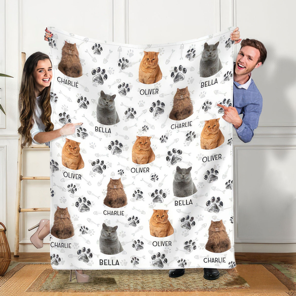 Custom Photo Dog Cat Paw Pet Blanket 
