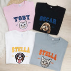 Custom Embroidery Dog Cat Pet Portrait T-shirt Sweatshirt Hoodie with Name and Year