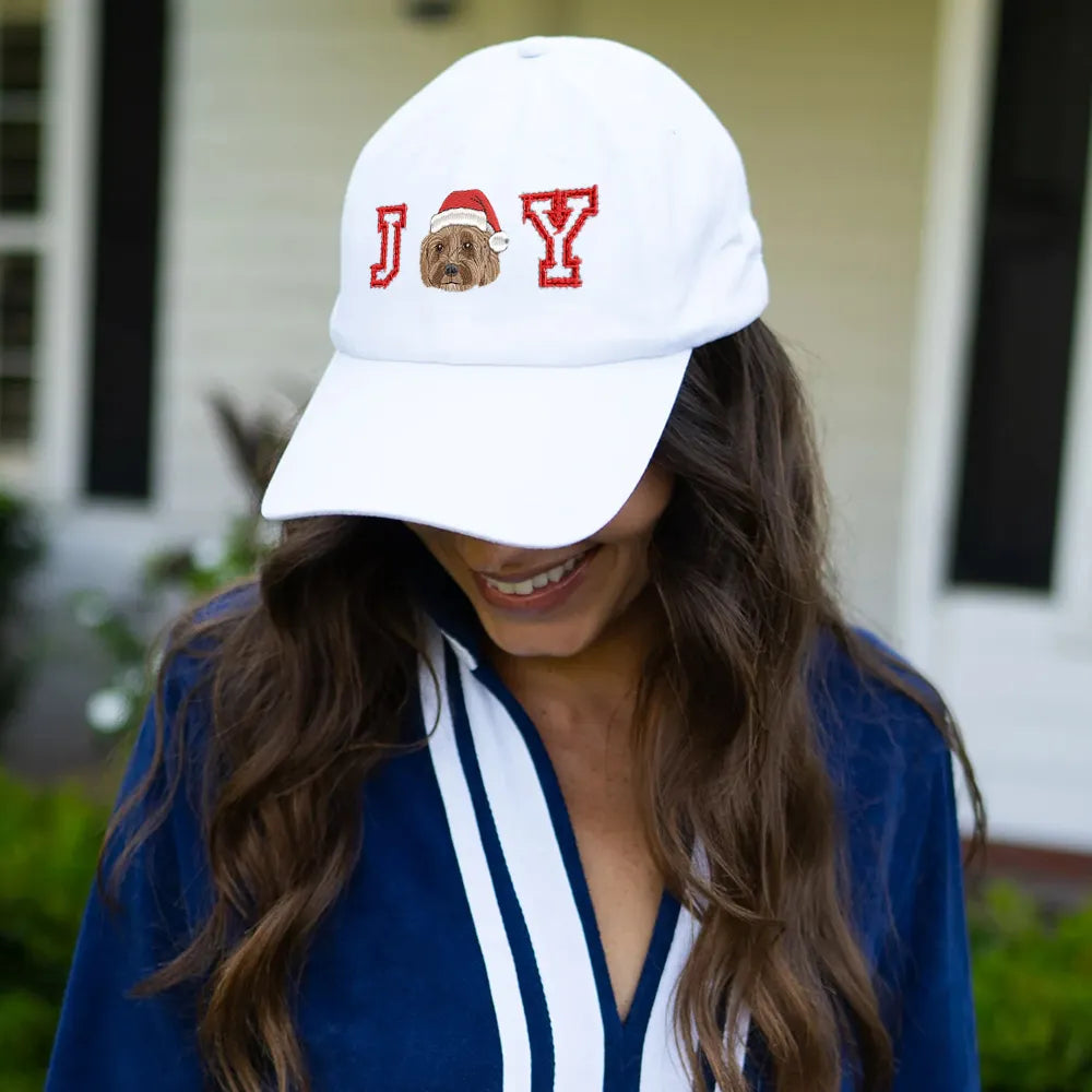 Custom Pet Portrait Embroidered Baseball Cap with Santa Hat Christmas Gifts