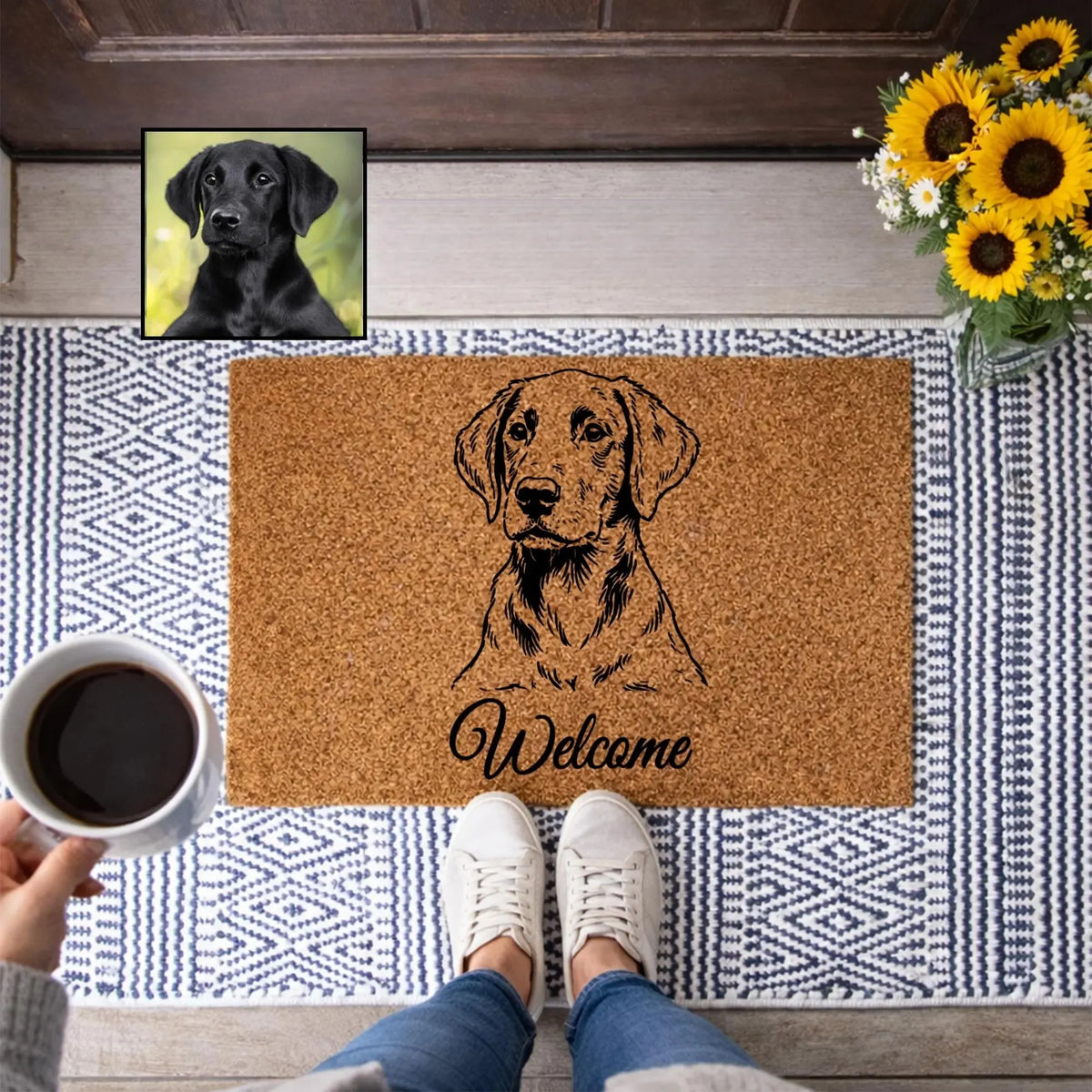 Custom Pet Photo Coir Doormat, Pet Lover Doormat