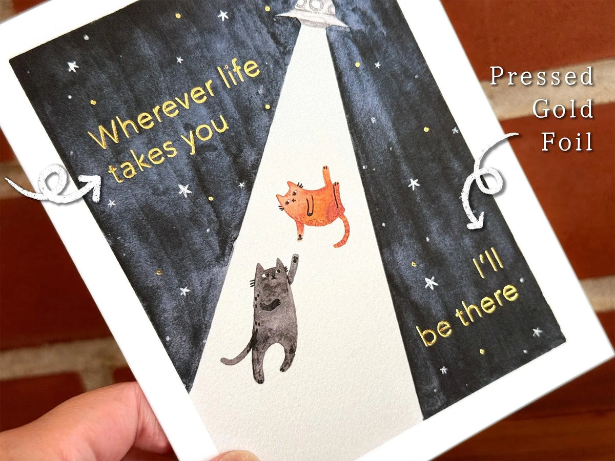 Ufo Cat Card For Anniversaries, Friends, And Valentine's Day
